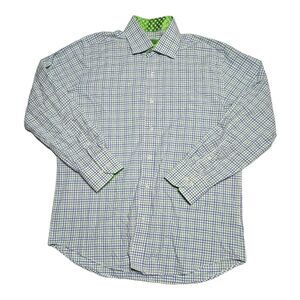 Bristol and‎ Bull Blue Check Career Casual Button Up Shirt Men's Size Large
